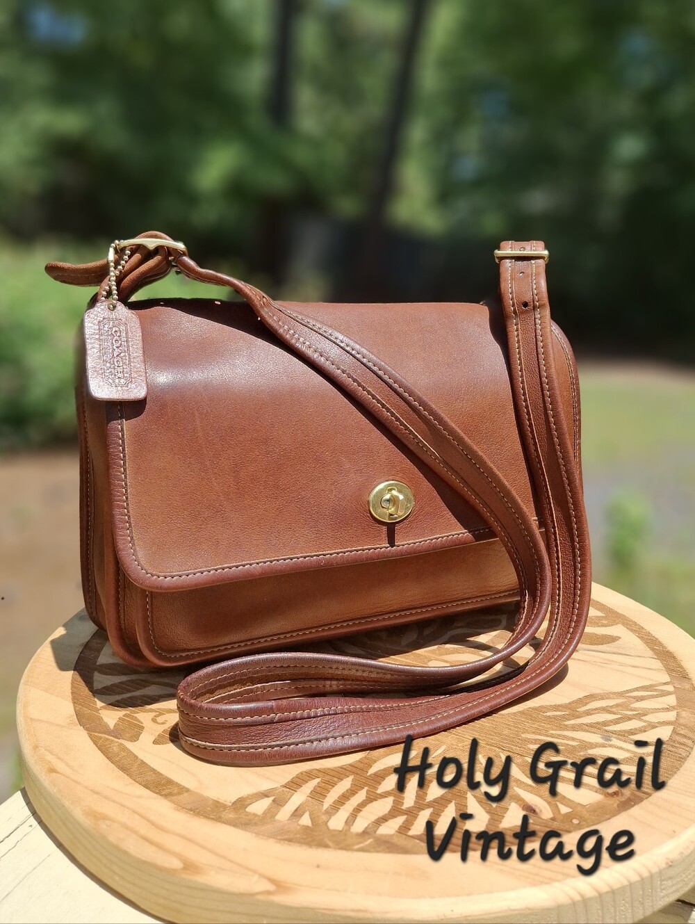 Coach Chestnut Brown Leather Crossbody with Gold Turnlock